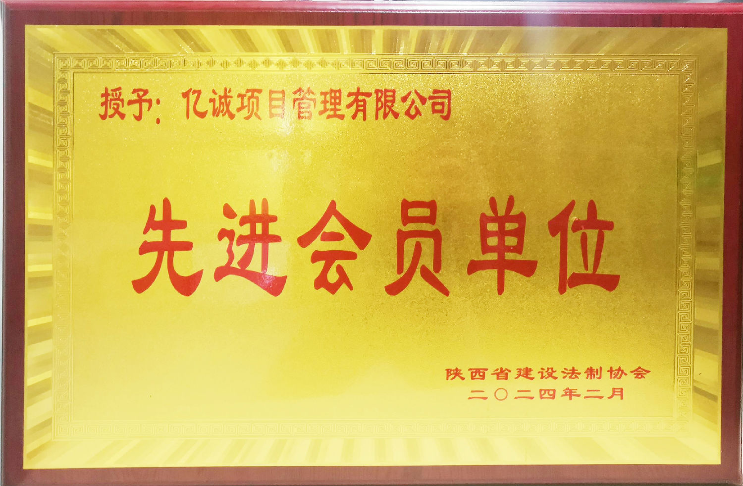 陜西省建設法治協會先進會員單位